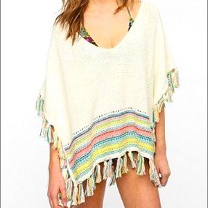 Roxy Serene Morning Tassel Poncho Sweater